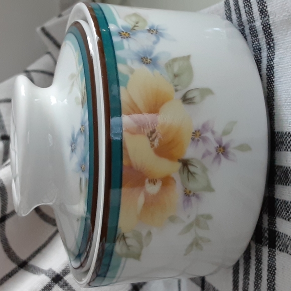 Christopher Stuart Fine China Tranquility Lidded Sugar Creamer Y0237 Teal Yellow - Picture 2 of 16